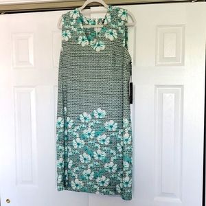 Karl Lagerfeld Green Floral Sleeveless Shift Dress NWT Size 14